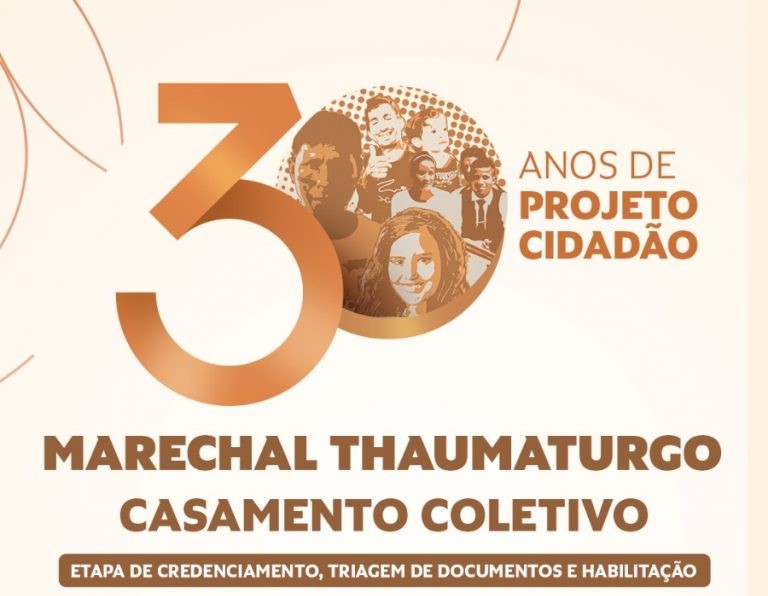 Projeto Cidadão oferece 100 vagas para casamento coletivo em Marechal Thaumaturgo