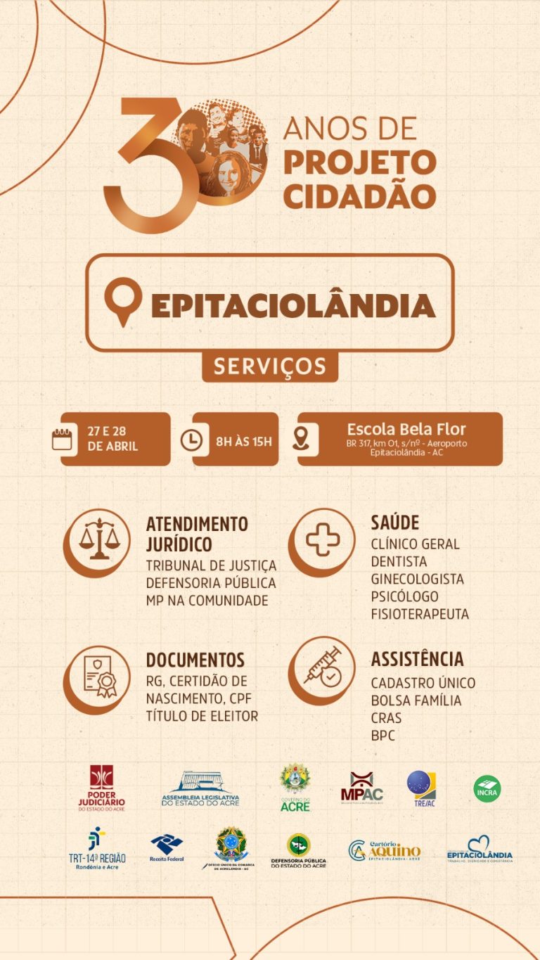 Mais uma edição do Projeto cidadão começa nesta segunda em Epitaciolândia; confira os serviços