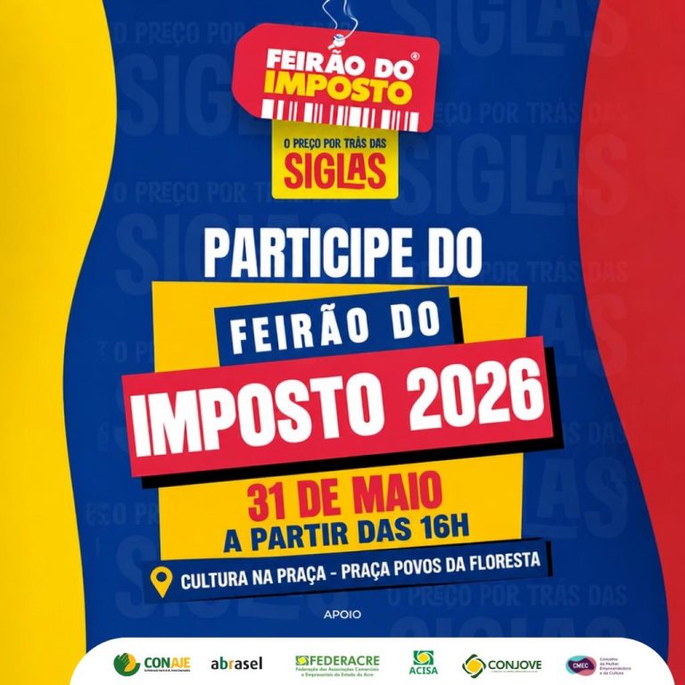 Feirão do Imposto 2026 leva educação tributária e conscientização econômica à Praça Povos da Floresta neste domingo