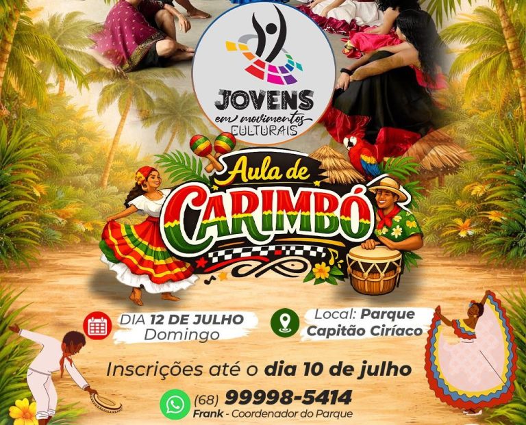 Parque Capitão Ciríaco abre portas para aulas gratuitas de Carimbó, com inscrições até 10 de julho