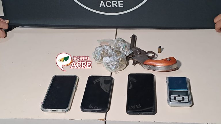 Suspeito é baleado após confronto com a ROTAM; operação termina com três presos, arma, drogas e mandado de prisão cumprido em Rio Branco