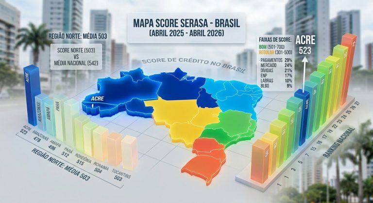 Acre lidera score de crédito no Norte, mas segue em posição intermediária no país