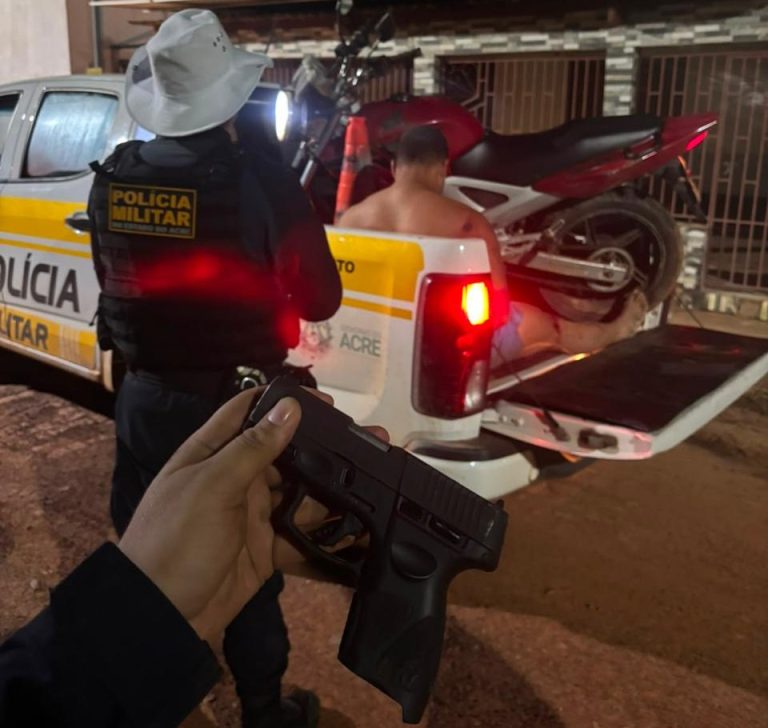 Perseguição policial termina com queda de motociclista e apreensão de pistola em Xapuri