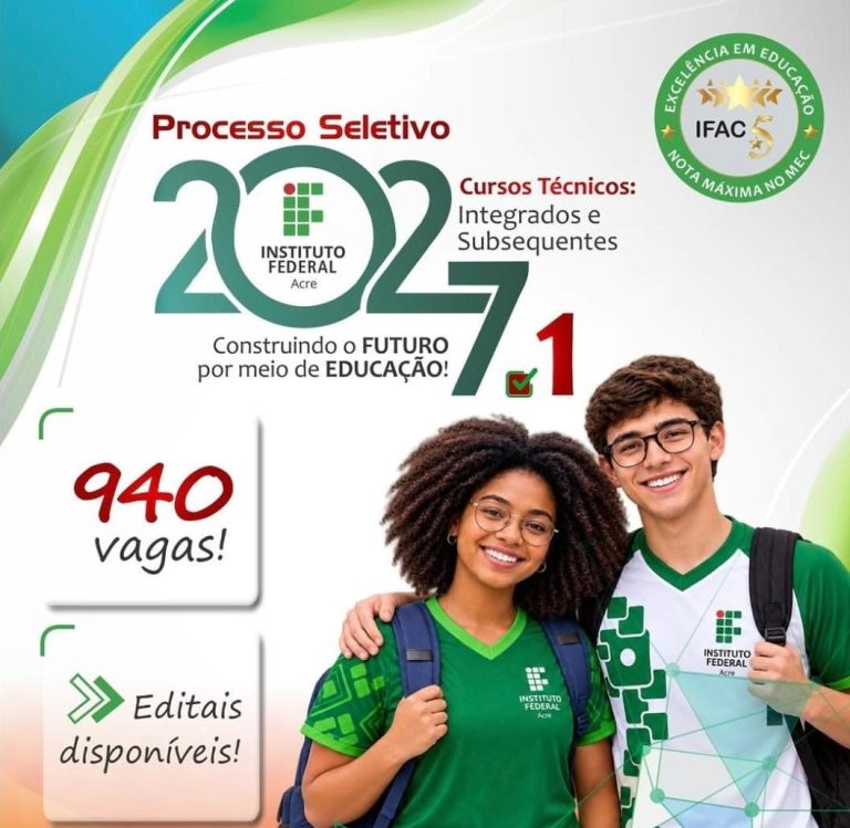 Ifac disponibiliza 940 vagas para ingresso no ensino técnico integrado e subsequente