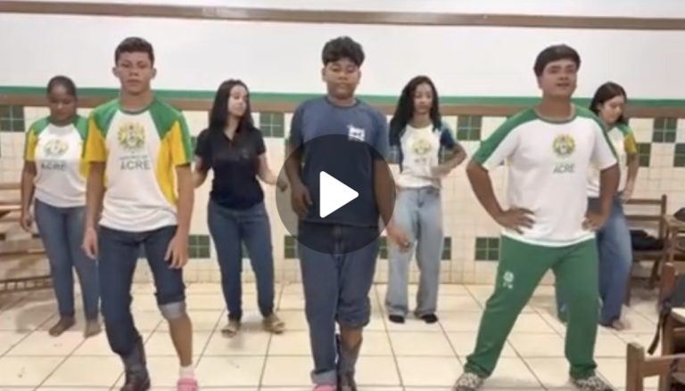 Sem ritmo, mas com muita animação: alunos de escola do Acre viralizam com dancinha de “Morto Vivo”