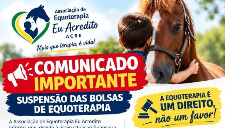 Por falta de recursos, Associação de Equoterapia suspende parte das bolsas e mais de 800 famílias perdem acesso à atividade