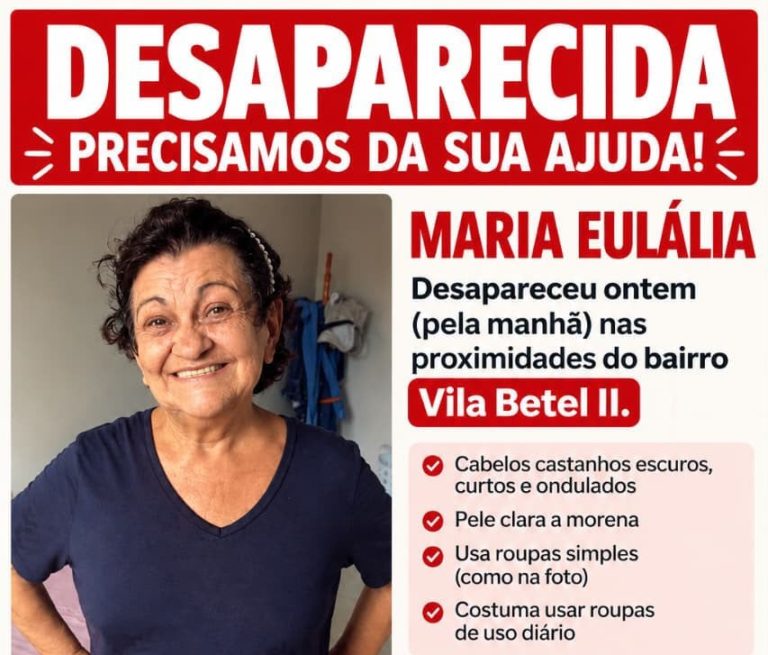 Família procura por Maria Eulália, desaparecida desde segunda-feira em Rio Branco